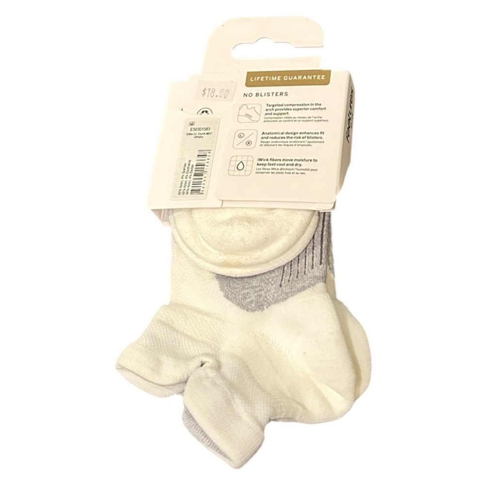 Feetures Elite Socks Mens Large 9-12 White Light Cushion No Show Running 1 Pair - Picture 3 of 7